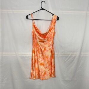 Orange Tie-Dye Slip One Shoulder Dress